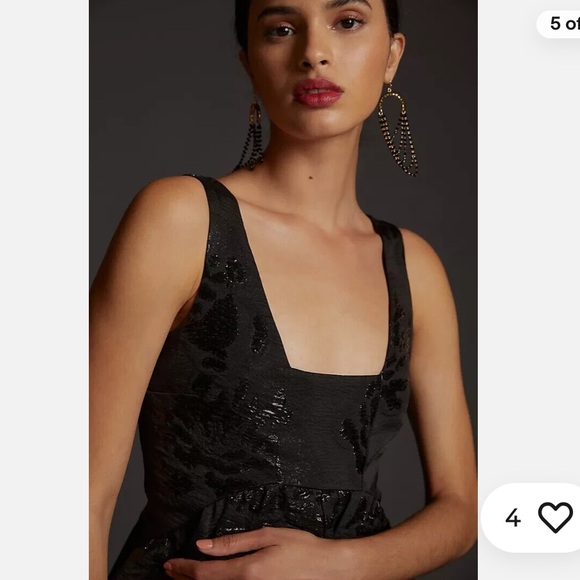 NWT Anthropologie Maeve Jacquard Mini Dress Black size 2 - Picture 3 of 8